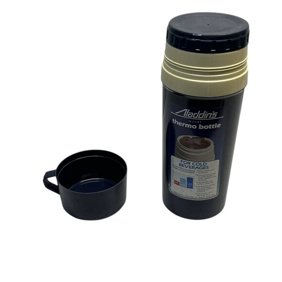 Vintage Aladdin Thermo Quart Bottle For Cold Beverages 1986 - Navy Blue - Used - Picture 2 of 3